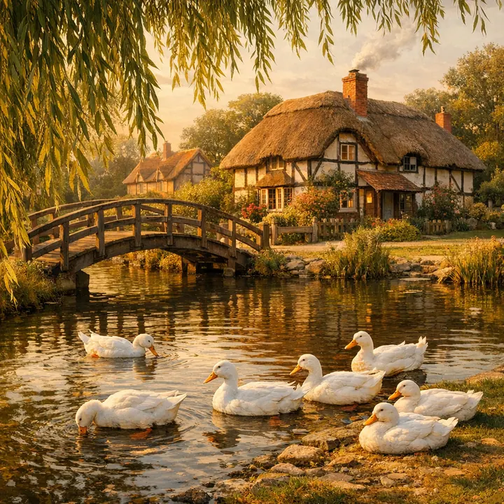 Пруд с кувшинками в утреннем тумане